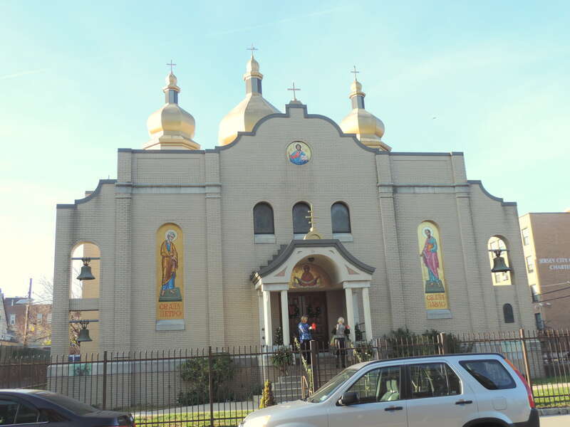 Looking west across Bergen Avenue at SS Peter&amp;Paul Ukrainian Catholic Church, in the Bergen Section on a sunny afternoon