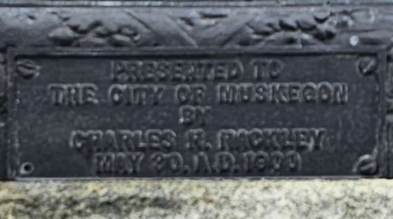 Plaque on Statue of Abraham Lincoln in Hackley Park, Muskegon, Michigan
