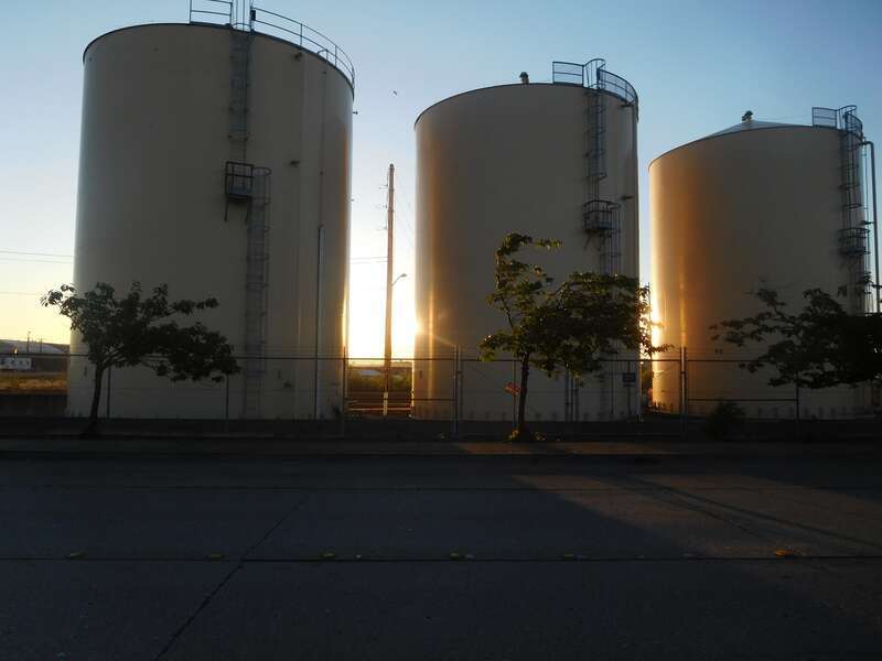 Water tanks.