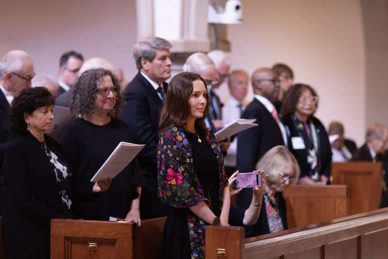 Princess Raiyah bint Al Hussein, a member of the royal family of Jordan, at her investiture as a Dame of Justice of the Most Venerable Order of the Hospital of Saint John of Jerusalem.