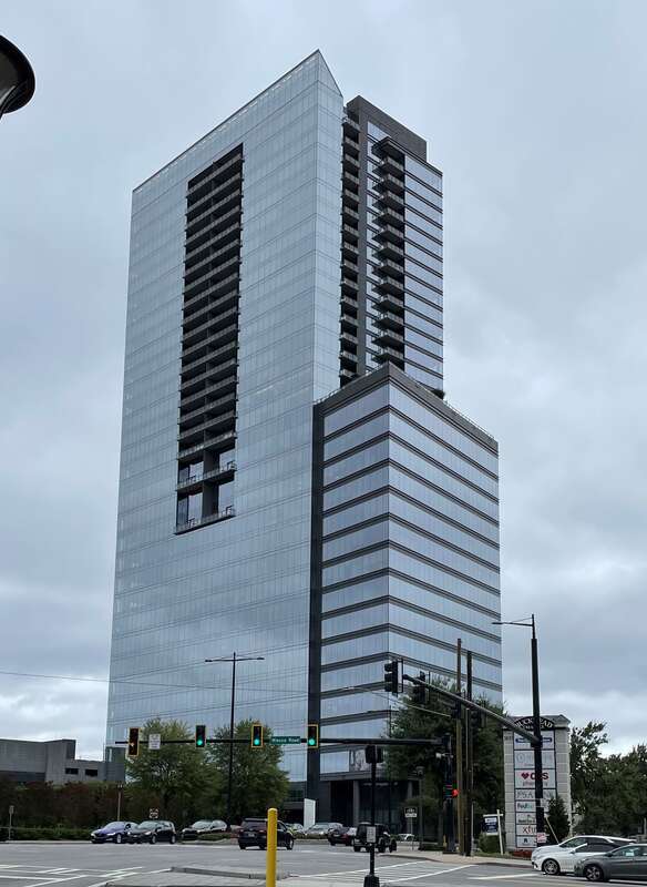 Photo of the Ritz-Carlton Residences building in Atlanta, Georgia, in the Buckhead neighborhood. Photo was taken from the southwest