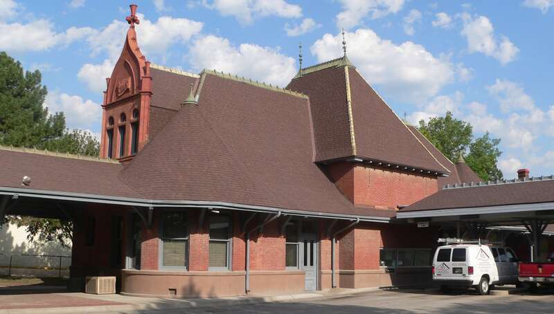 Chicago, Rock Island and Pacific depot, now a branch of Union Bank; located at 1940 O Street in Lincoln, Nebraska.