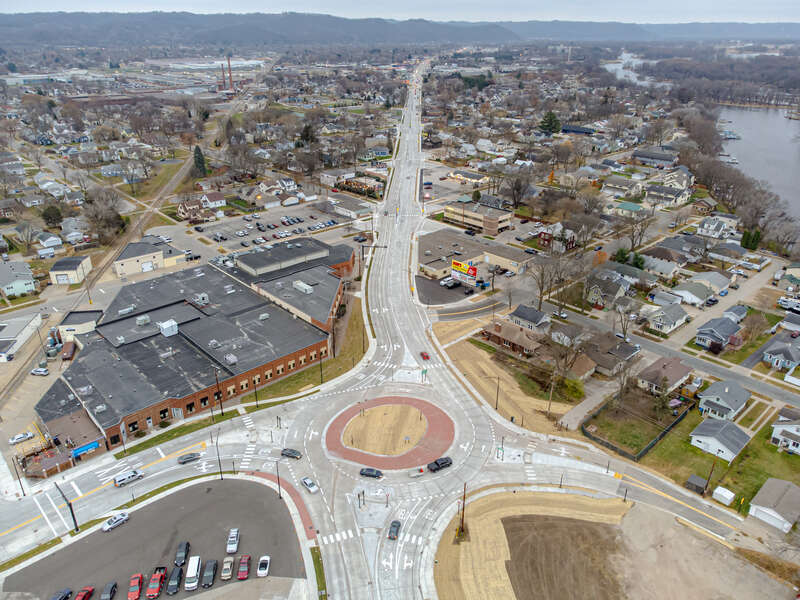 Round abouts in La Crosse, Wisconsin on U.S. 14/61.  At Ward Avenue and 16th Street South.