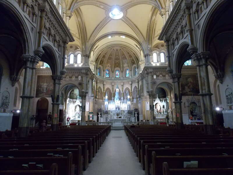 The interior of Saint Nicholas of Tolentine Catholic Church in Atlantic City, New Jersey.
