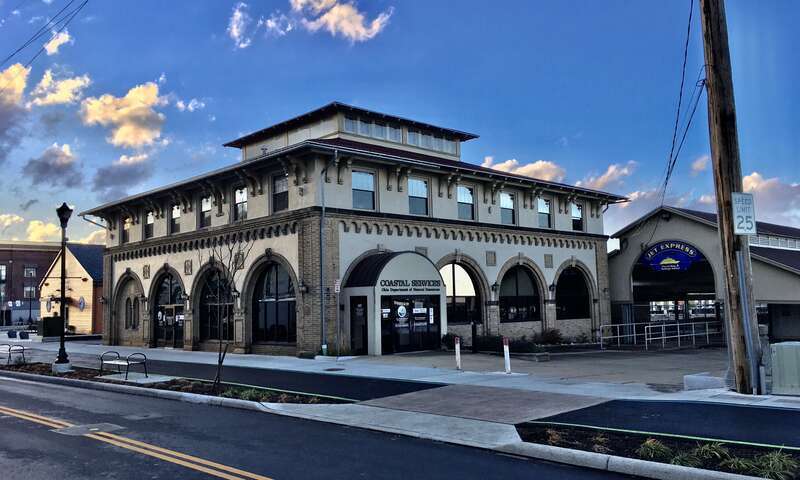 The G. A. Boeckling Building, 105 West Shoreline Drive, Sandusky, Ohio, December 2020. Named in honor of George Arthur Boeckling, founder of what was originally known as Cedar Point Pleasure Resort, this handsome 1928 building combines Spanish