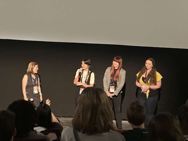 The director, Sarah Kambe Holland, and others at the 2023 Seattle International Film Festival after screening Egghead &amp; Twinkie