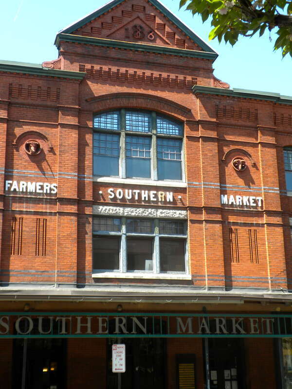 Farmer's Southern Market on NRHP since November 10, 1986. At 106 South Queen Street in Central Business District of Lancaster, PA.  A bit of a mystery on why this Farmer's market is here, because about 5 blocks away is another bigger, even more