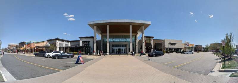 A panorama of Springfield Town Center's main entry. This panorama has three separate images stitched into one panorama.