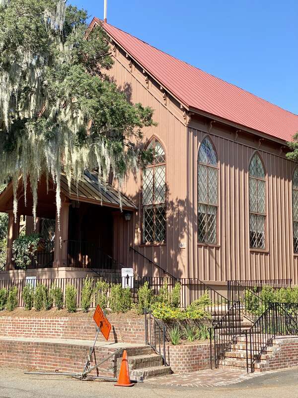 Built in 1857, this Carpenter Gothic-style church was designed by Charleston-based architect Edward B. White, and served as a chapel of ease for the congregation of Christ Church for the townspeople of Mount Pleasant.  The church split from Christ