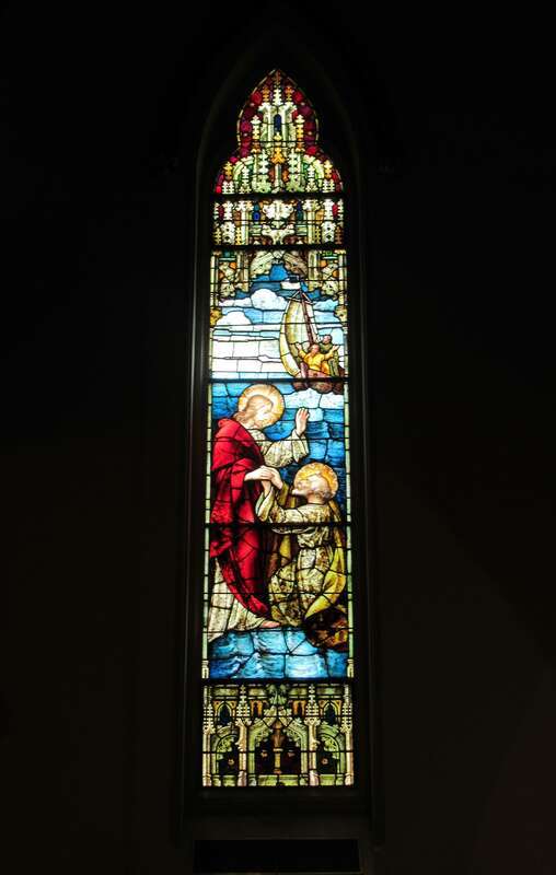 Stained glass window in St. Augustine Cathedral in Bridgeport, Connecticut.