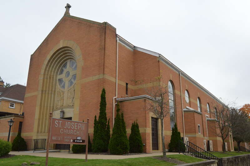 Front and western side of St. Joseph's Catholic Church, located at 427 E. Broadway in Alliance, Ohio, United States.