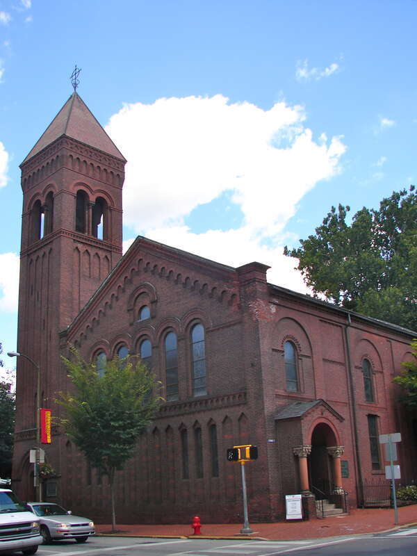 St. James Episcopal Church in Lancaster, Pennsylvania.  Church founded 1744, but this building is later.  Part of the Lancaster Historic District on the NRHP since November 15, 1979. The historic district is roughly bounded by Howard Avenue, Queen,