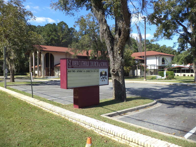 St John Catholic Church and School Sign, Valdosta, Lowndes County, Georgia