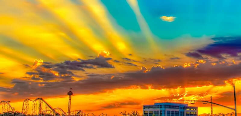 sunset over Magic Mountain