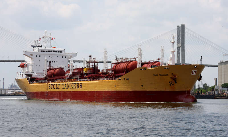 Tanker ship Stolt Emerald, Savannah river and city of, Georgia