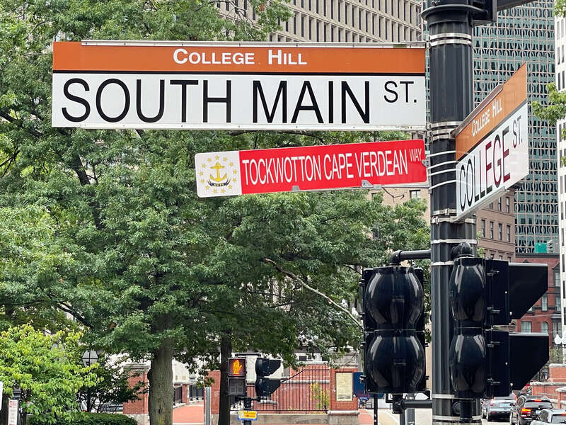Tockwotton Cape Verdean Way street sign, South Main Street, Providence Rhode Island.