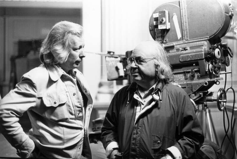 Tom Bosley filming TV movie The Rebels.
