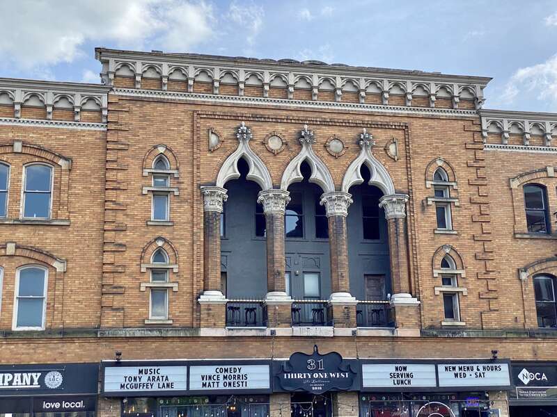 Built in 1902-03, this Venetian Gothic Revival-style building caught fire shortly after its completion, with it being rebuilt in 1904.  Known as the Union Block, the building has housed various businesses and organizations, including the