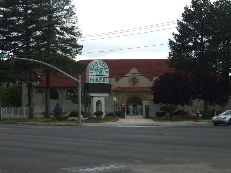 Main entrance to the Utah State Fairgrounds, a historic site in northwestern Salt Lake City, Utah, United States that is listed on the National Register of Historic Places.