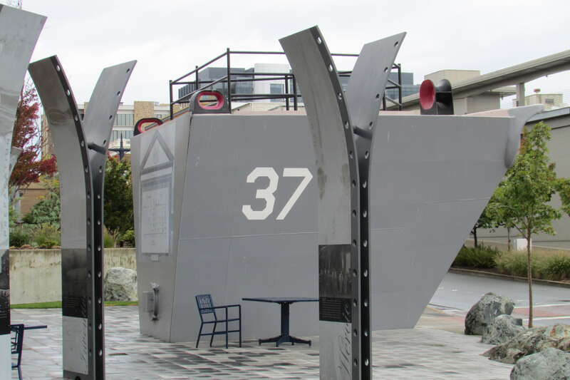 War Record of the Puget Sound Naval Shipyard located in the Harborside Fountain Park, Bremerton, Washington.