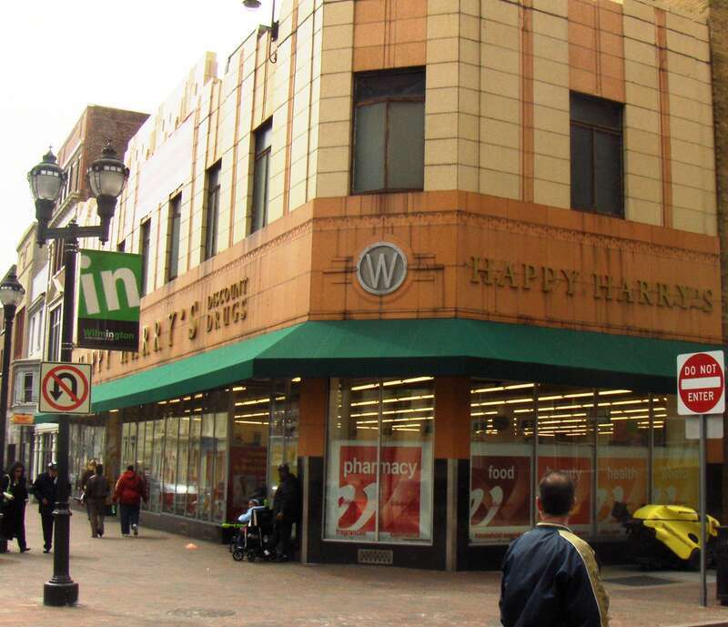F. W. Woolworth Building at 9t &amp; Market Streets in downtown Wilmington, Delaware, now a Happy Harry's Drug Store owned by Walgreens. Art Deco structure now listed on the National Registry of Historic Places.