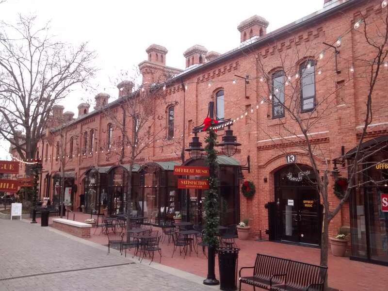 Yuille Warehouse, decorated for Christmas, in Durham, North Carolina.
