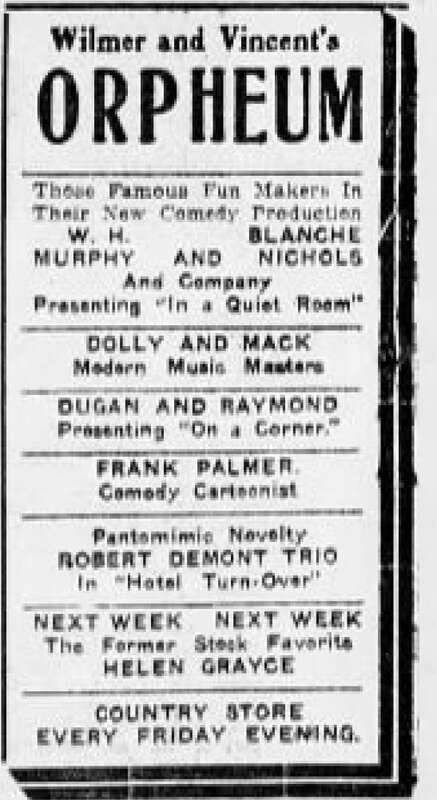 Orpheum Theater Newspaper Ad Allentown PA