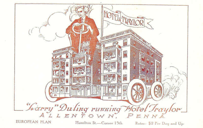 Hotel Traylor Trade Card 15th &amp; Hamilton Streets Allentown PA