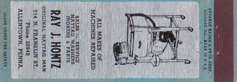 Ray J Hontz Matchcover 214 N Franklin Street Allentown PA