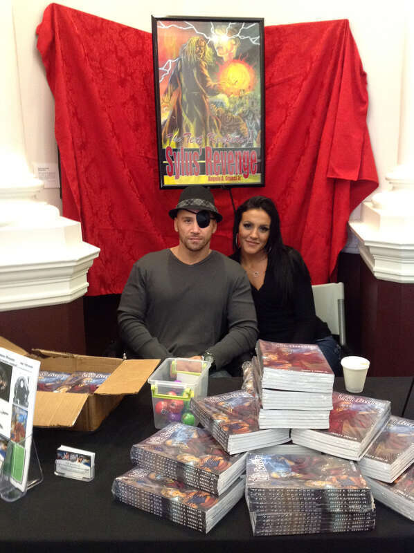 Author and youth advocacy public speaker Angelo A. Greci, Jr. vending copies of his book, The Text Keepers, on Day 1 of the first annual Artists Assemble! comics festival at the William V. Musto Cultural Center in Union City, New Jersey, February 2,