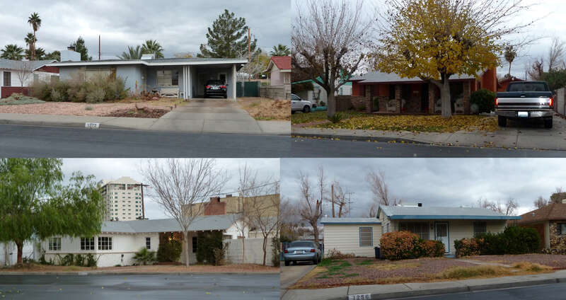 Selection of homes from John S. Park Historic Park, Las Vegas, Nevada, USA.