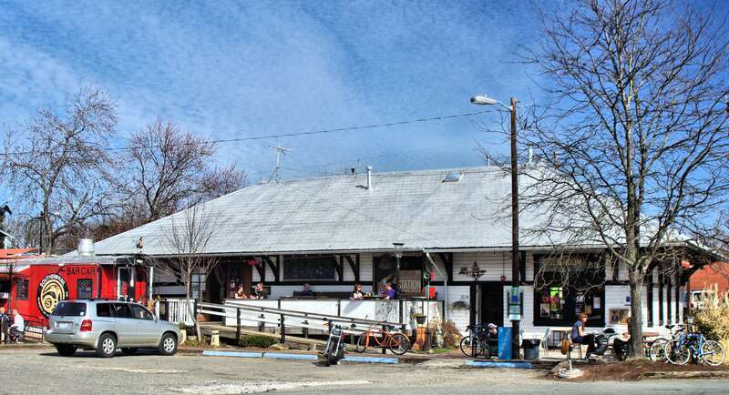The old 'Chapel Hill' Depot in Carrboro, North Carolina.  Now a bar called "The Station."