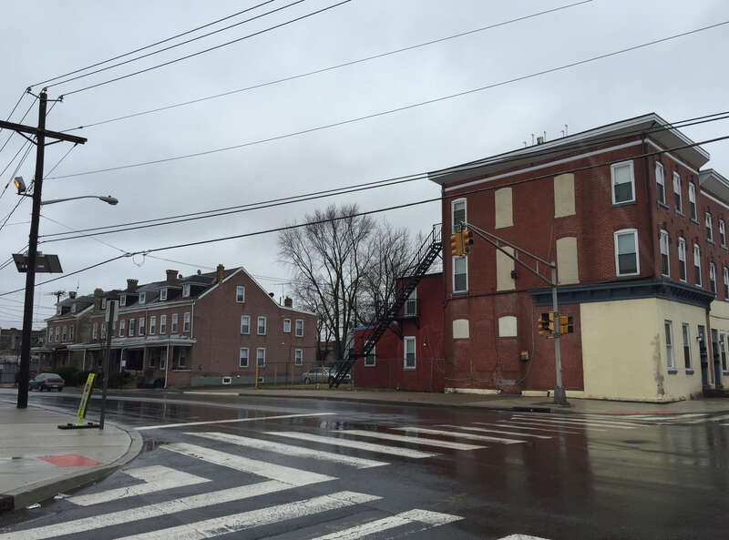 Buildings along Olden Avenue (Mercer County Route 622) near the intersection with North Clinton Avenue in the East Trenton section of Trenton, New Jersey
