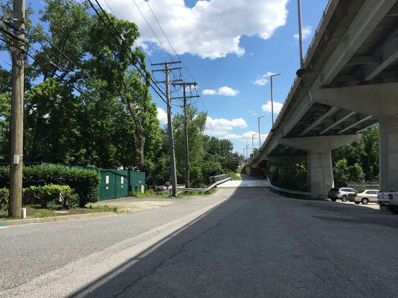 View south at the north end of Maryland State Route 746 in Towson, Baltimore County, Maryland