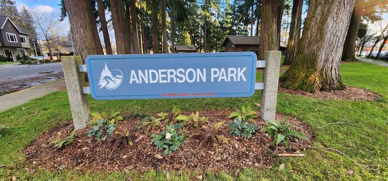Sign for Anderson Park in Redmond, WA