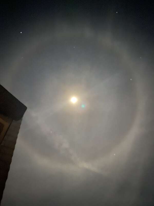 22 degree lunar halo from the 2020 Cold Moon, Dec 29 2020, Pajaro Dunes