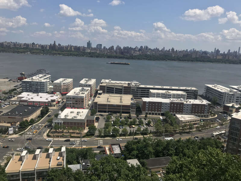 Panoramic shot of Edgewater, New Jersey, taken from the tenth floor rooftop deck of Hudson View Rehab and Care in North Bergen on July 30, 2021. Just below the center to the left is Edgewater Borough Hall.


This photo was created by Luigi Novi. It