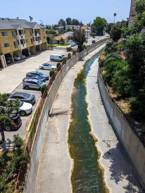 The Alhambra Wash viewed from the south side of Main Street, Alhambra