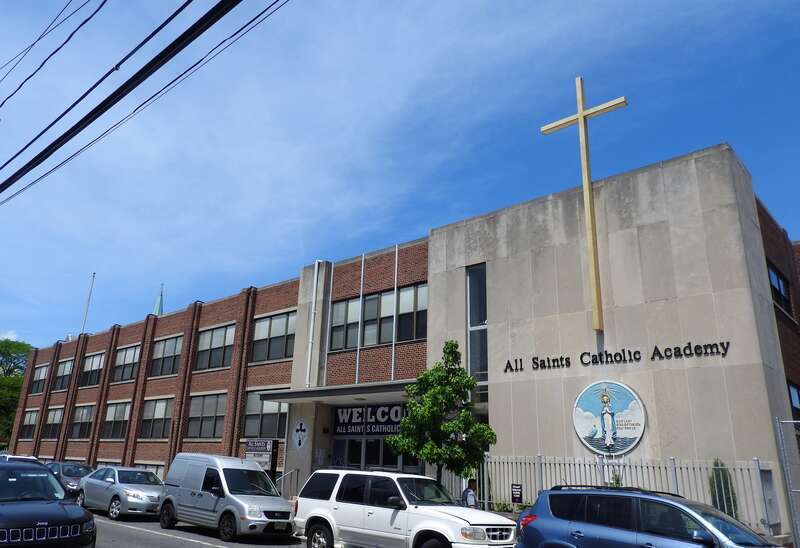 Looking north at church school