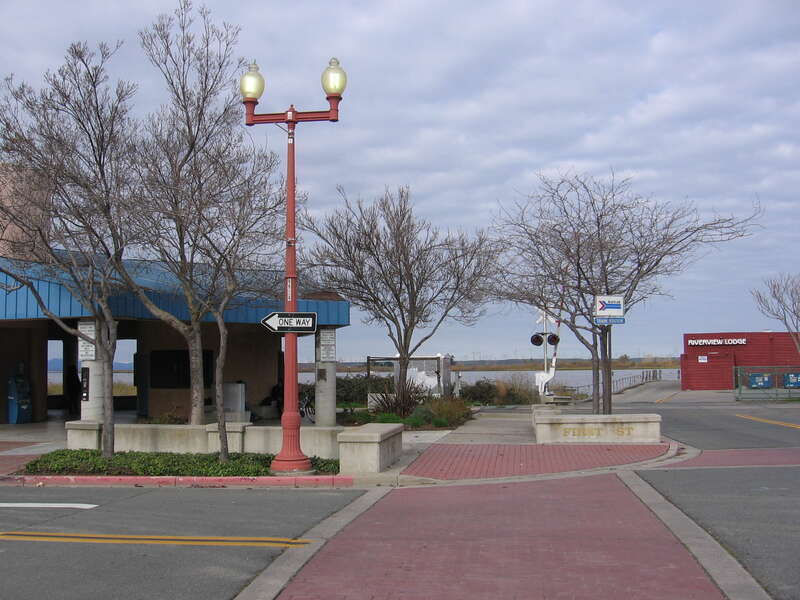 The Antioch-Pittsburg (Amtrak station) in Antioch, California, USA.  View is looking north from the southwest corner of 1st and I Streets.