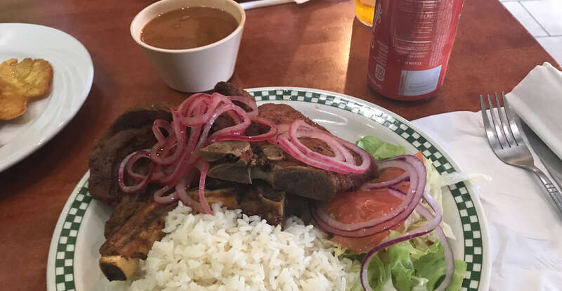 The Dominican Flag dish --Content- -Rice -Beans -Braided Chicken --This is a traditional Dominican Dish  --República Dominicana -