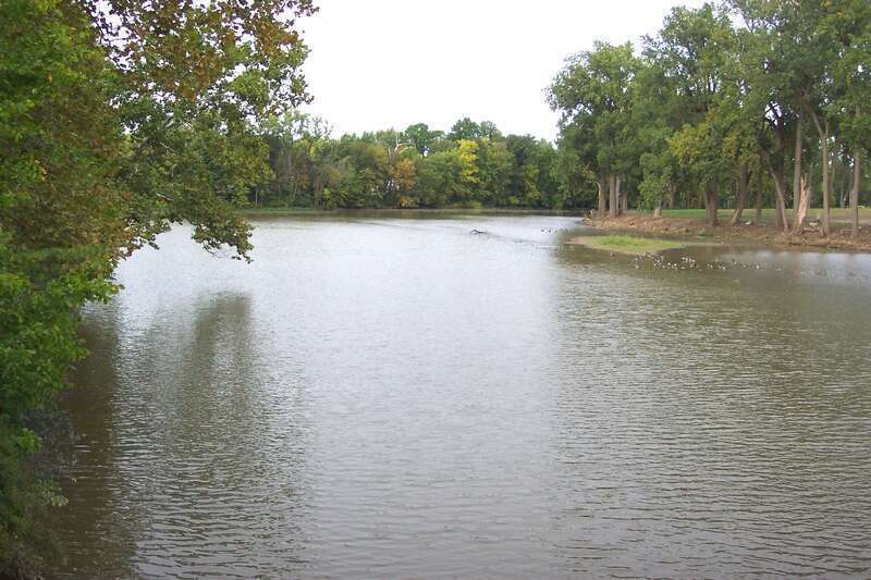 The Blanchard River as seen from Riverside Park in Findlay, Ohio, United States.
