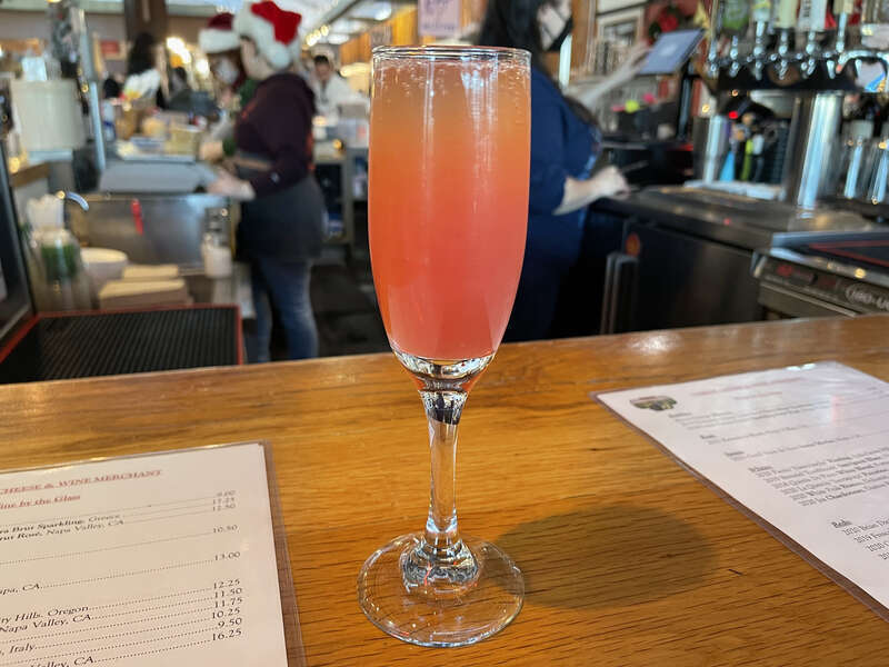 Blood orange mimosa at the Oxbow Cheese &amp; Wine Merchant