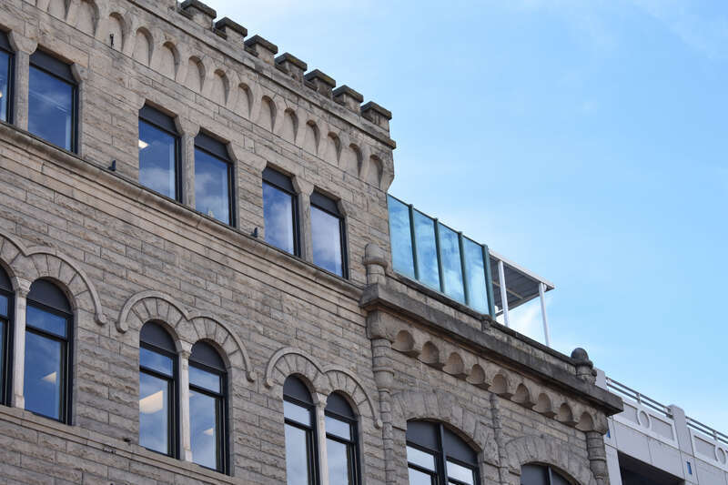 The Boise City National Bank building (1892) in Boise, Idaho, was designed by James King and features a sandstone facade. Tourtellotte &amp; Co. added the 4th floor in 1904.