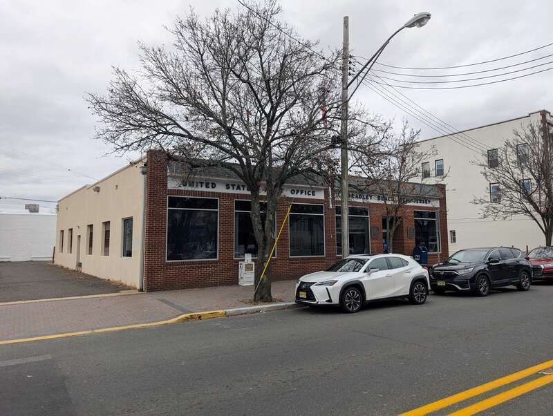 Photo of the Bradley Beach, New Jersey post office. Photo taken from New Jersey Route 71 (Main Street) looking northwest.