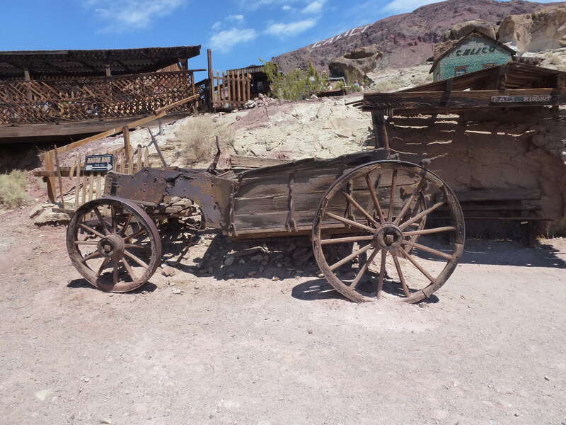 Old wagon in Calico Ghost Town — in the Mojave Desert, near Barstow in San Bernardino County, Southern California.