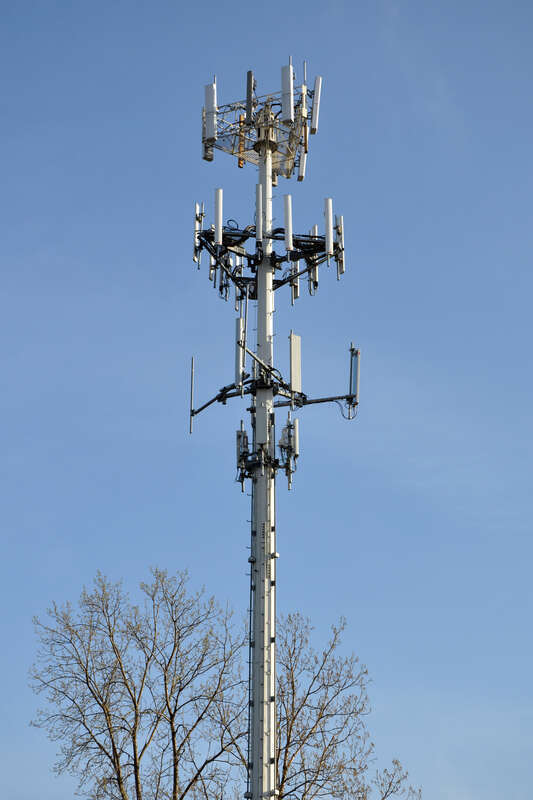A cell phone tower in Palatine, Illinois, USA.