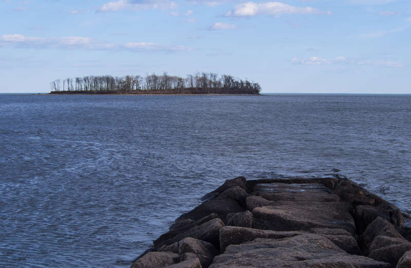Charles Island, viewed from Silver Sands State Park.