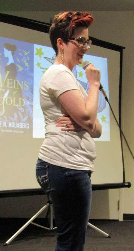 Charlie N. Holmberg at an "AuthorLink"; event at the Provo City Library for her book The Plastic Magician.