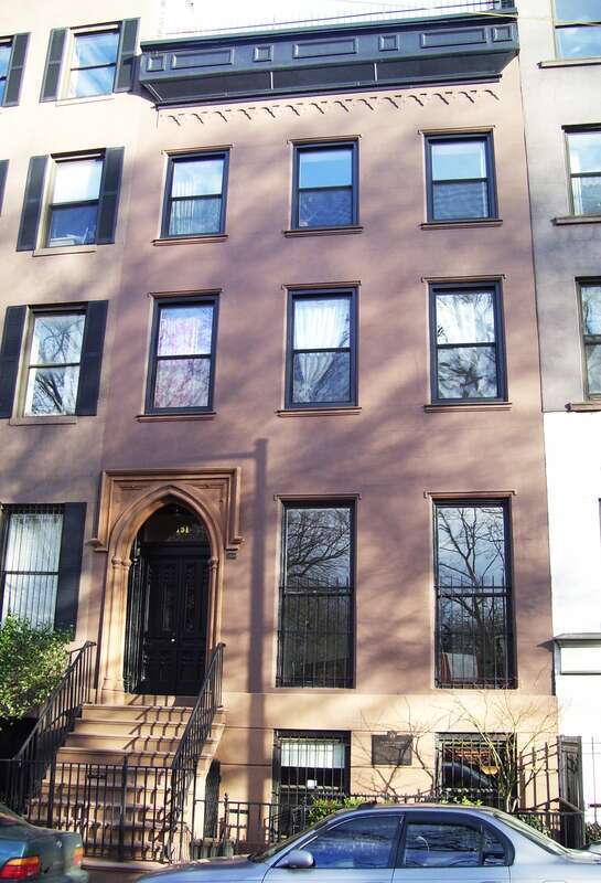 The Gothic Revival building at 151 Avenue B, between East 9th and 10th Streets across from Tompkins Square Park in the Alphabet City area of the East Village neighborhood of Manhattan, New York City, was built c.1849.  From 1950 to 1954, the ground